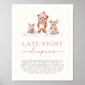 Poster Hiver Bois Animaux Late Night Diapers Jeu (Devant)