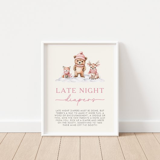 Poster Hiver Bois Animaux Late Night Diapers Jeu