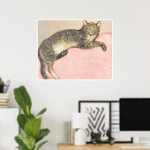 Poster Hiver : Chat sur un coussin par le théophile Stein (Bureau à domicile)