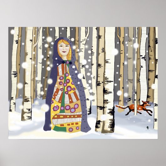 Poster Hiver dans les bois de bouleaux (Devant)