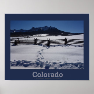 Poster Hiver du Colorado avec clôture rustique San Juan R