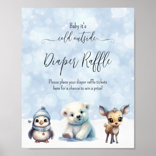 Poster Hiver Froid Hors Baby shower Déchets Raffle (Devant)
