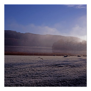 Poster Hiver froid matin Esthwaite Eau Angleterre