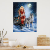 Poster Hiver Guerrier Princesse et loup (Cuisine)