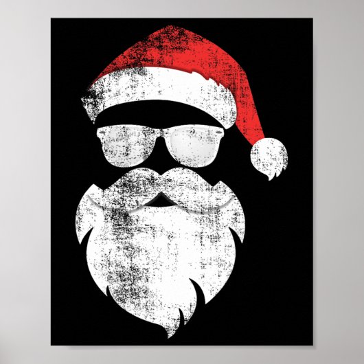 Poster Hiver Hiver Père Noël Visage Avec Barbe Casquette  (Devant)
