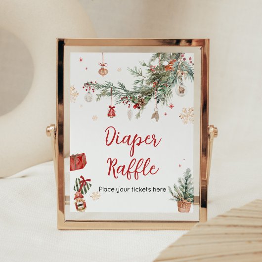 Poster Hiver Joyeux Petit chapeau de Noël Raffin