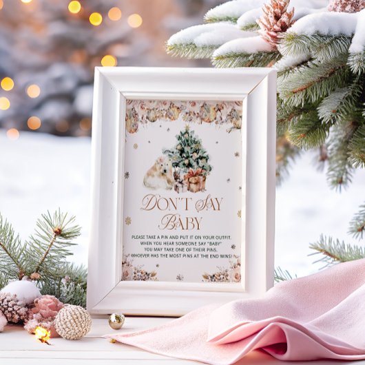 Poster Hiver mignon Ours polaire Ne pas dire jeu de bébé