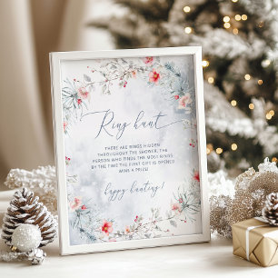 Poster Hiver neige élégante bague chasse nuptiale douche