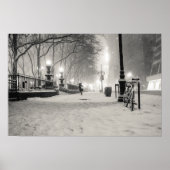 Poster Hiver New York - Nuit neigeuse - Bryant Park (Devant)