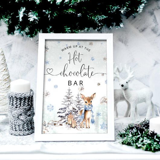 Poster Hiver Oh Deer Chauffant Au Bar Chocolat Chaud