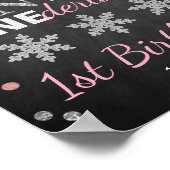 Poster Hiver ONE derland Chalkboard 1er anniversaire Bien (Coin)