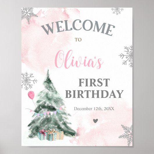 Poster Hiver Onederland Anniversaire 1er Snowflakes Bienv (Devant)