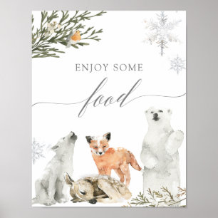 Poster Hiver Onederland Bois Animal Symbole alimentaire