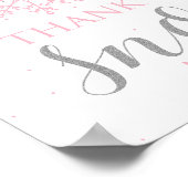 Poster Hiver Onederland Merci rose argent flocon de neige (Coin)