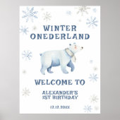 Poster Hiver Onederland Ours polaire 1er anniversaire (Devant)