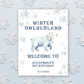 Poster Hiver Onederland Ours polaire 1er anniversaire