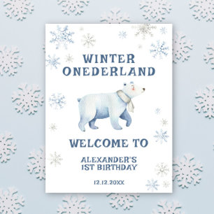 Poster Hiver Onederland Ours polaire 1er anniversaire