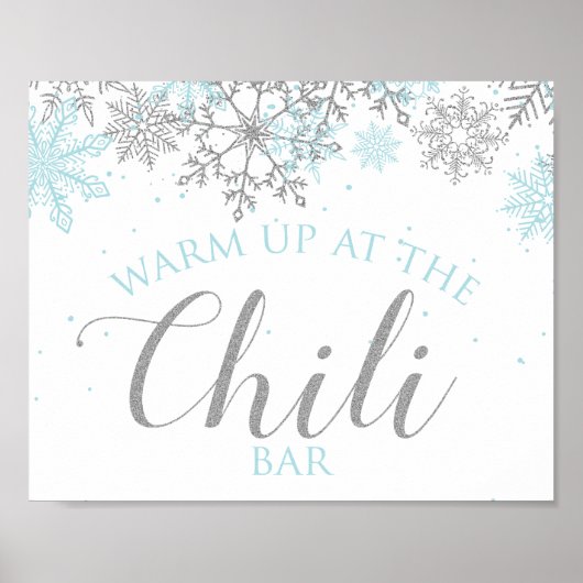Poster Hiver Onederland Panneau Bar Chilli Flocons Bleus (Devant)