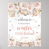 Poster Hiver ONEderland Pink Gold Anniversaire Bienvenue (Devant)