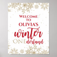 Hiver Onederland Rouge 1er Anniversaire Flocons de