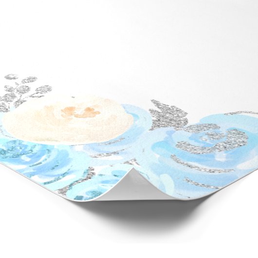 Poster Hiver Ours Bleu Baby shower couleigh Bienvenue (Coin)