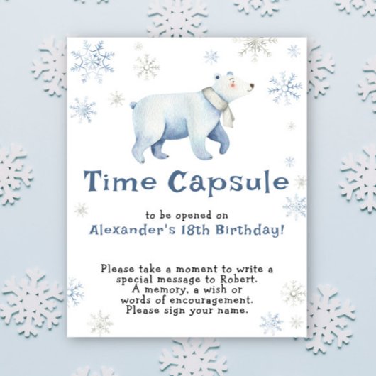 Poster Hiver Ours polaire Temps Capsule 1er anniversaire