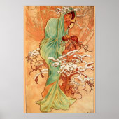 Poster Hiver par Mucha (Devant)