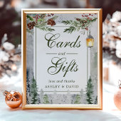 Poster Hiver Pins Rustiques Cartes-lanternes Cadeaux