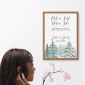 Poster Hiver Pins Rustiques Lanterne Mariage botanique