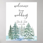 Poster Hiver Pins Rustiques Lanterne Mariage botanique (Devant)