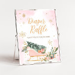Poster Hiver Rose or Snowflake Déchets Raffin<br><div class="desc">Faites de votre événement un événement spécial avec ce Baby shower extérieur froid avec notre joli et mignon Diaper Raffle Signal avec adorable Pink Sleigh thème. Téléchargez,  personnalisez et créez des souvenirs durables avec cette touche parfaite pour votre fête joyeuse ! BS583</div>