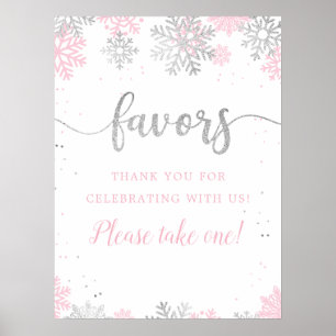 Poster Hiver Rose Silver Flacon de neige Faveurs S'il vou