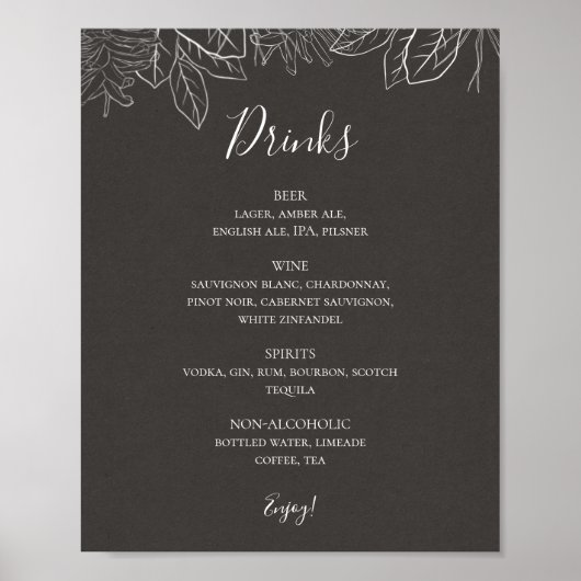 Poster Hiver rustique | Mariage de charbon de bois Menu S (Devant)