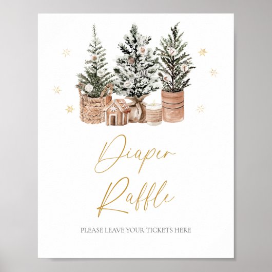 Poster Hiver Rustique Noël Arbres de Noël Déchets Raffle (Devant)
