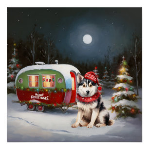 Poster Hiver Sibérie Husky Caravan Christmas Adventure