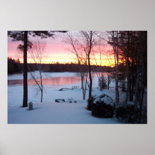 Poster Hiver Sunrise se reflète au large du lac