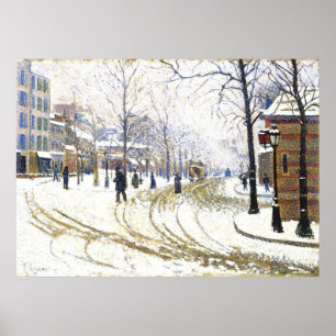 Poster Hiver sur Boulevard de Clichy, France