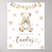 Poster Hiver Teddy Baby Bear Devine combien de bonbons (Devant)