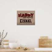 Poster Hiver Un Buffalo ONE derland Plaid Joyeux Annivers (Cuisine)
