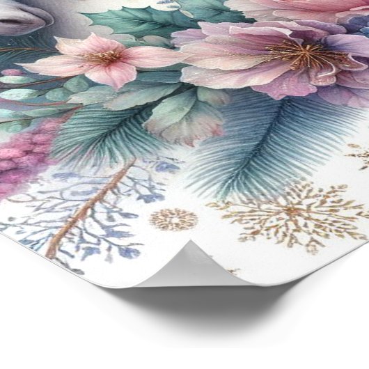 Poster Hiver Unicorne Scène magique 1 (Coin)