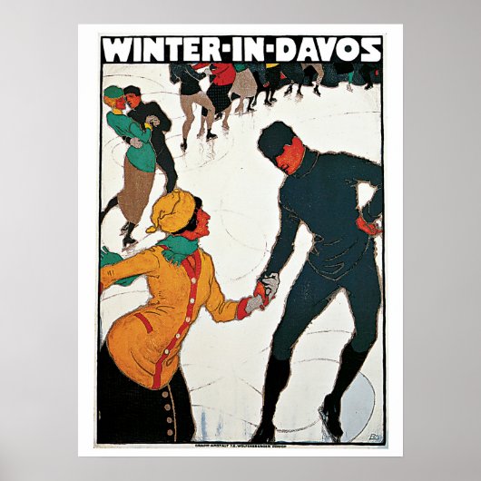 Poster Hiver vintage à Davos (Devant)
