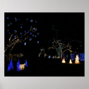 Poster Hiver Wonderland Lumières Bleu et blanc Vacances