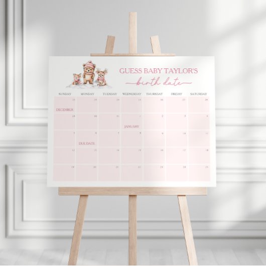 Poster Hivernal Bois Animaux Date d'échéance Calendrier J
