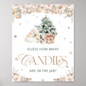 Poster Hivernal Mignonne Ours Polaire Devine Combien De C (Devant)