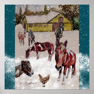 Poster Hiverner ranch des collines ouest (chevaux de Keri