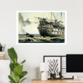 Poster HMS Agamemnon laying the original Atlantic Cable, (Bureau à domicile)