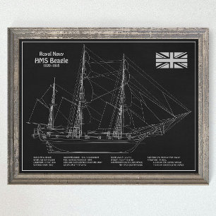 Poster HMS Beagle - Grand navire - Modèle de livraison PB
