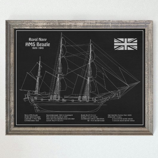 Poster HMS Beagle - Grand navire - Modèle de livraison PB