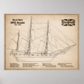 Poster HMS Beagle grand navire - plan d'expédition SD (Devant)