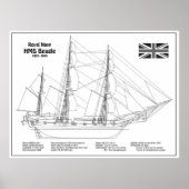 Poster HMS Beagle Tall Ship - Plan d'expédition BD (Devant)